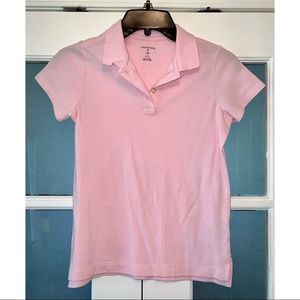 LANDS’ END GIRLS SHORT SLEEVE PASTEL PINK POLO SHIRT 👚💖
